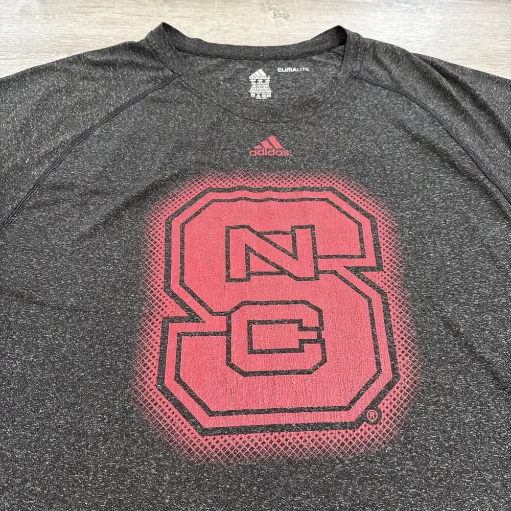 NC State Wolfpack Shirt Adidas Climalite Men's Gray 4XL 100% Polyester Tee